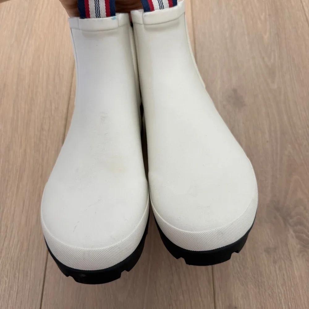 SeaVees Bolinas Off Shore Boot White Salt Rubber Rain Boots Womens 9 Chelsea Lug